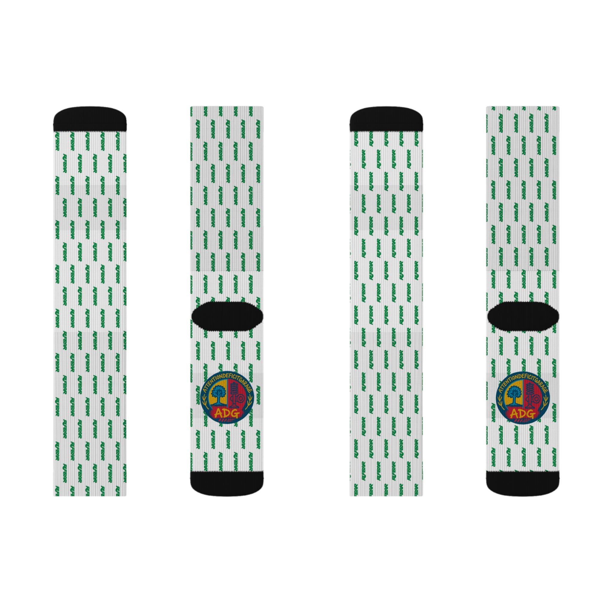 St. Patrick's Day Green Clover Pattern Sublimation Socks