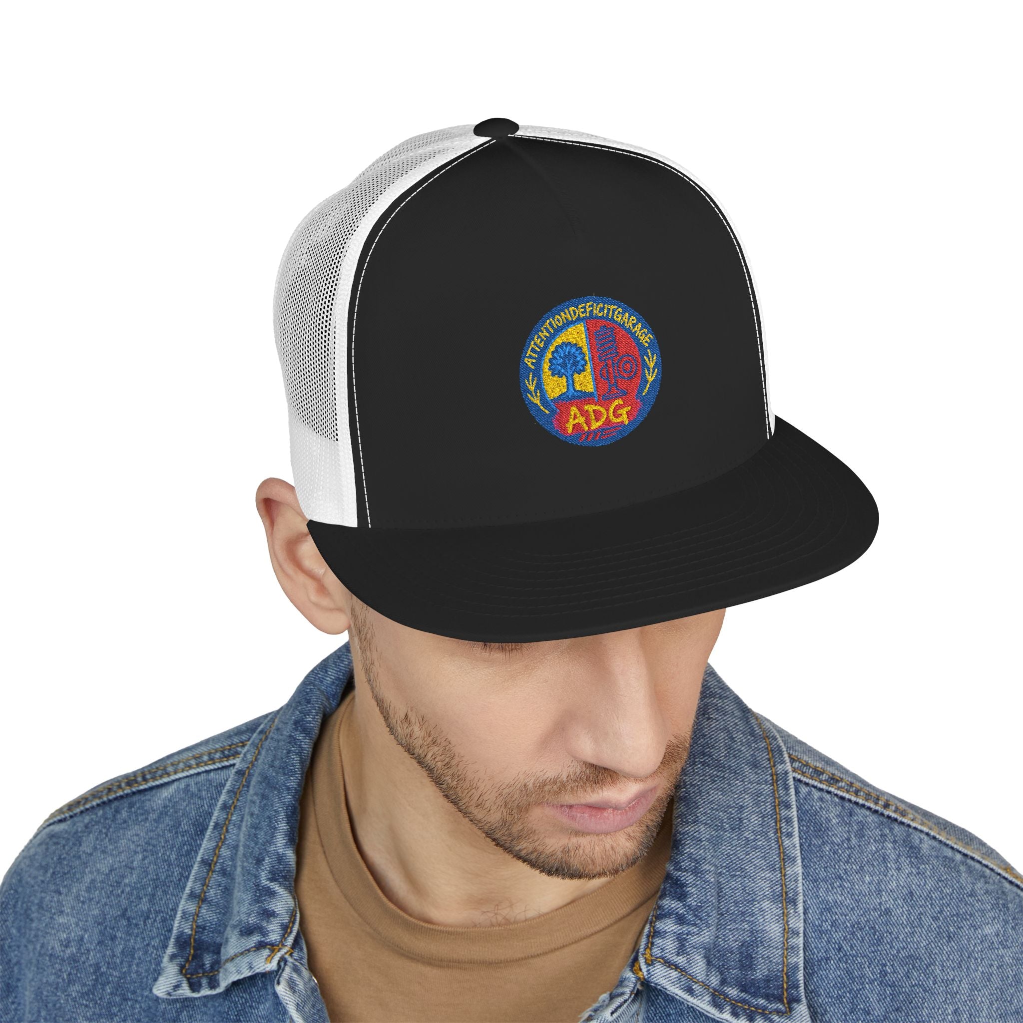 Vintage Psychedelic Peace Sign Trucker Cap - Retro Tie-Dye Skull Logo