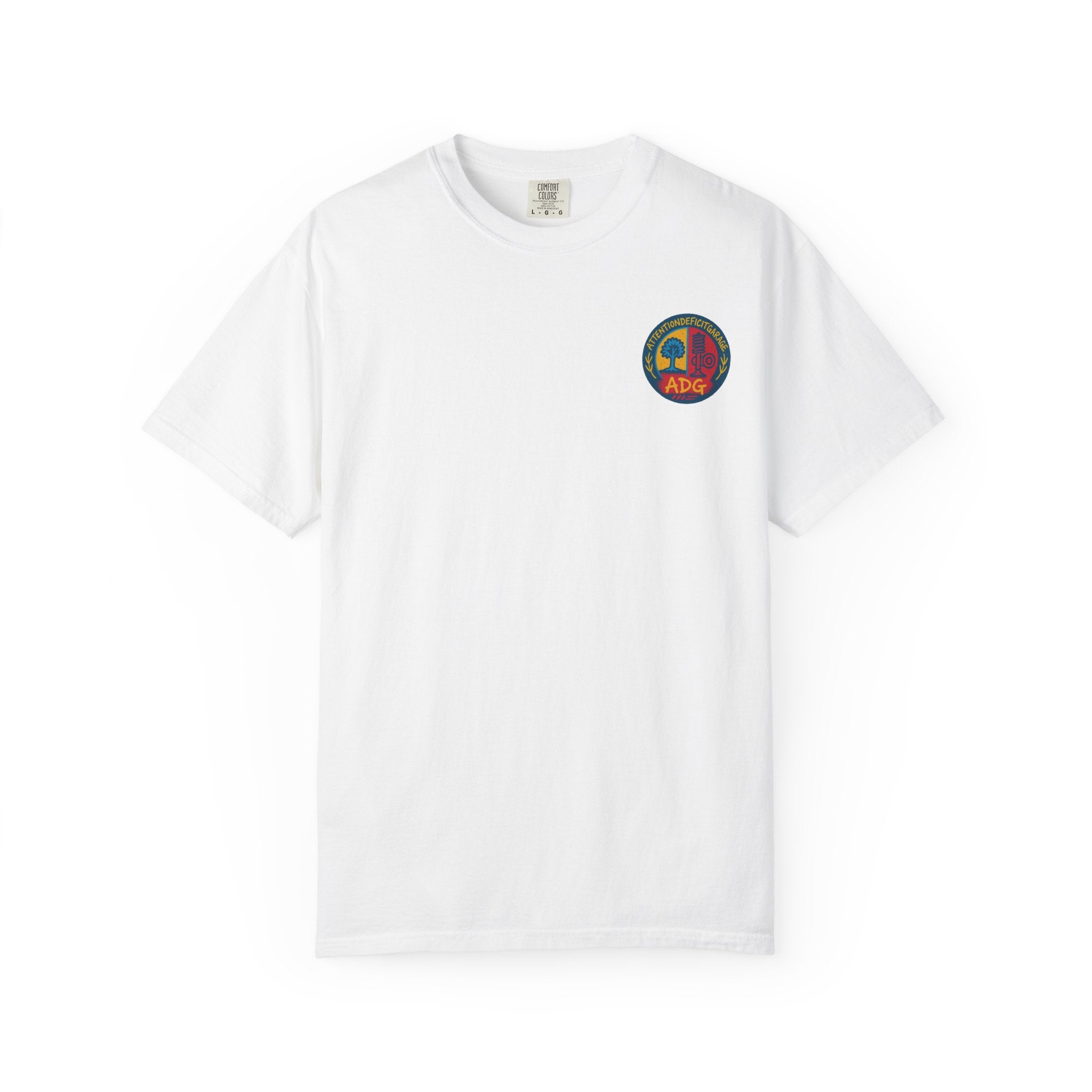 ADG Crest Front / Project Car Status Back Tee – Full Print by Attention Deficit Garage