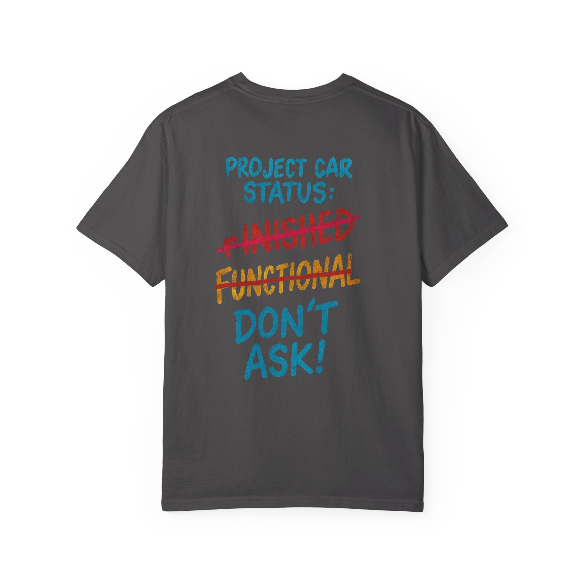 ADG Crest Front / Project Car Status Back Tee – Full Print by Attention Deficit Garage