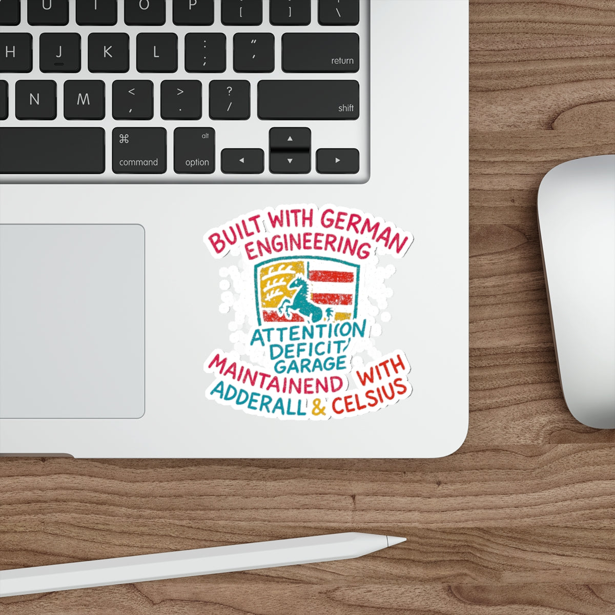 German Engineering Crest Die-Cut Sticker – Attention Deficit Garage