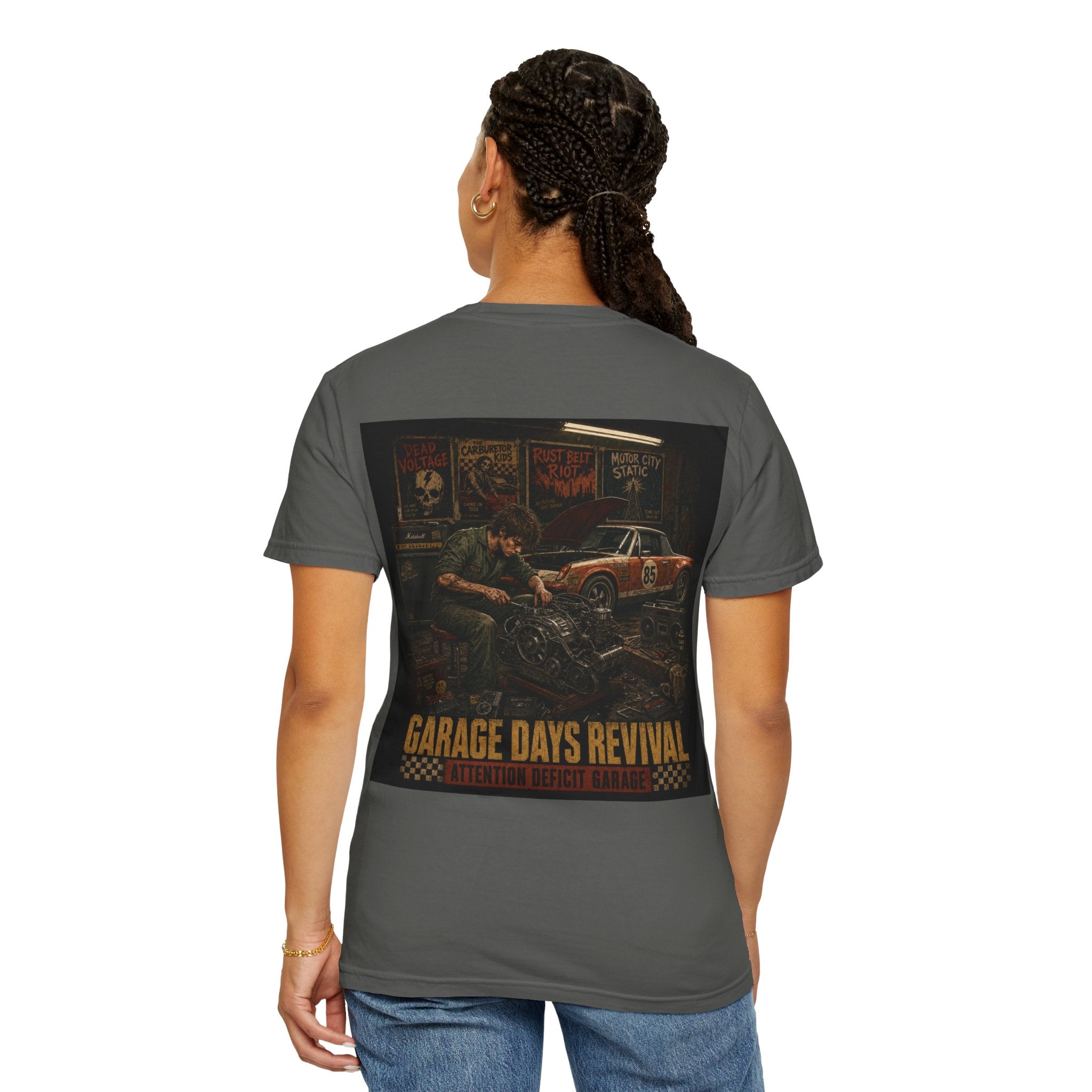 Garage Days Revival T-Shirt — Vintage Muscle Car & Mechanic Retro Tee