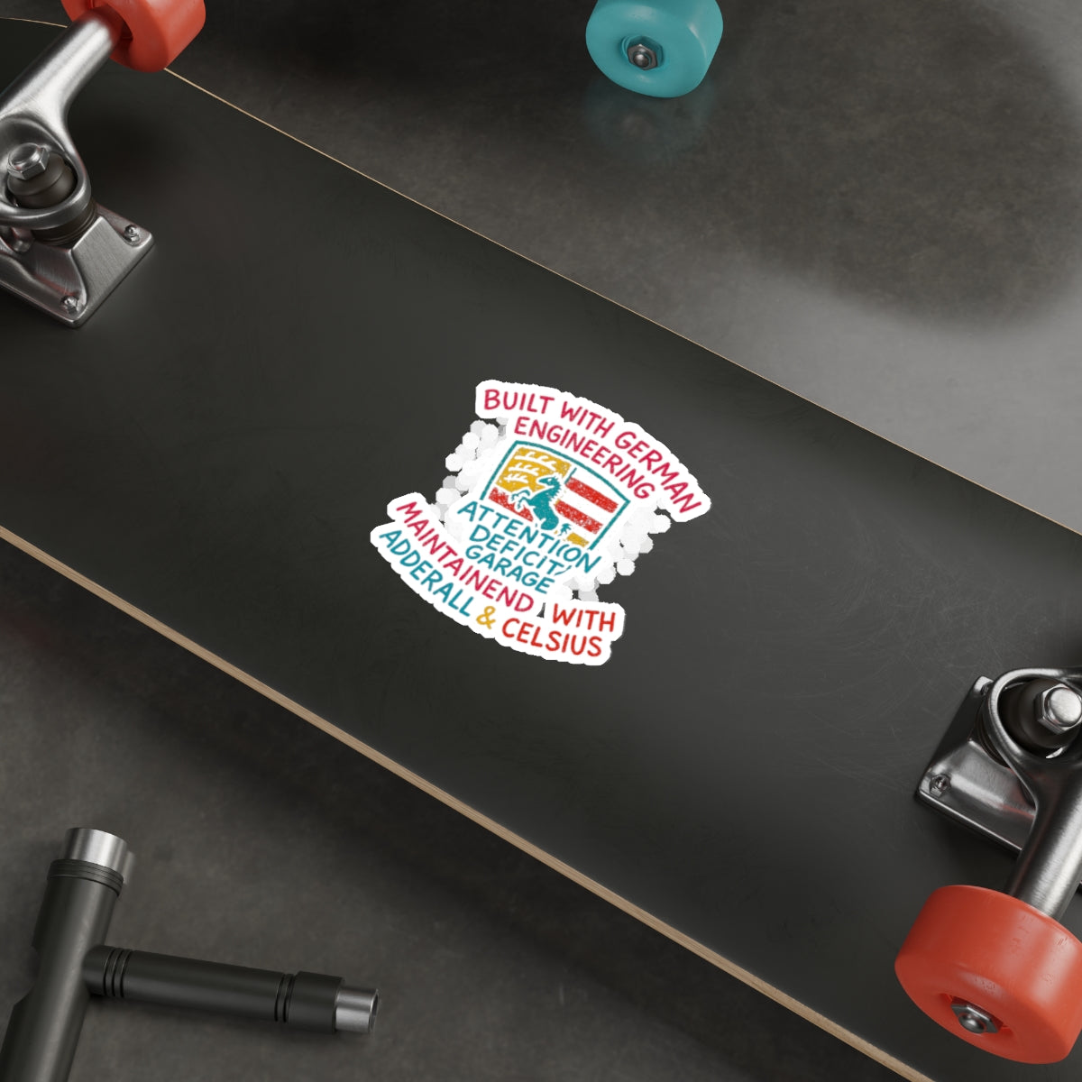 German Engineering Crest Die-Cut Sticker – Attention Deficit Garage