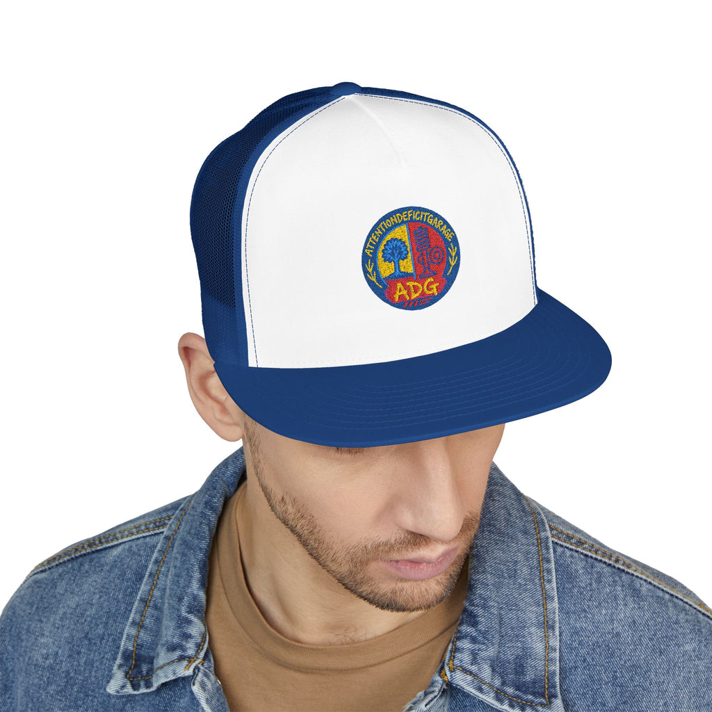 Vintage Psychedelic Peace Sign Trucker Cap - Retro Tie-Dye Skull Logo
