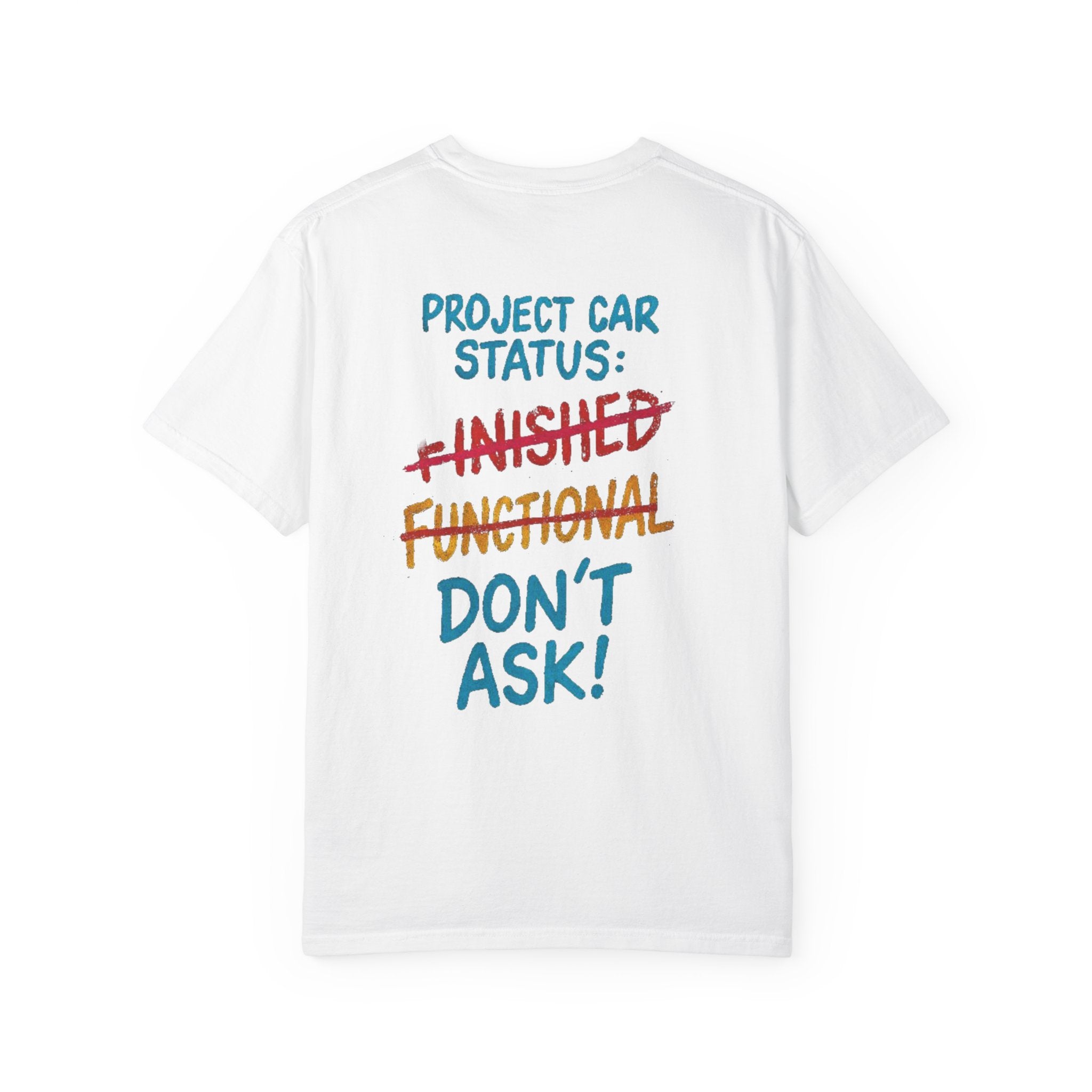 ADG Crest Front / Project Car Status Back Tee – Full Print by Attention Deficit Garage