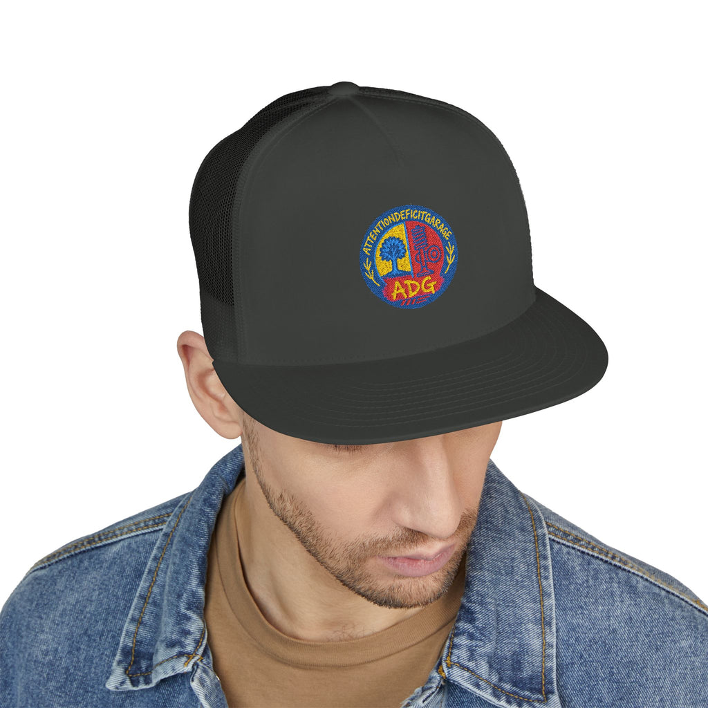 Vintage Psychedelic Peace Sign Trucker Cap - Retro Tie-Dye Skull Logo