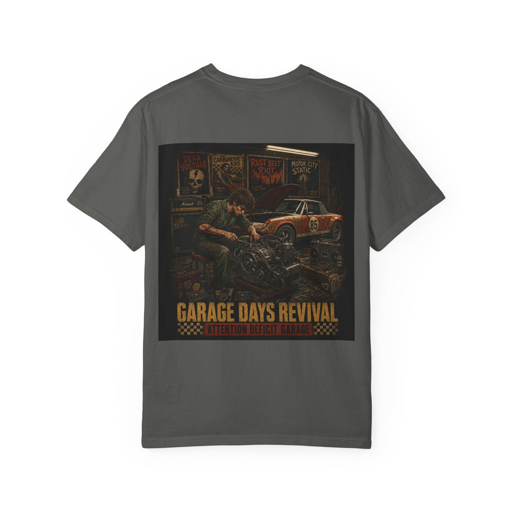 Garage Days Revival T-Shirt — Vintage Muscle Car & Mechanic Retro Tee