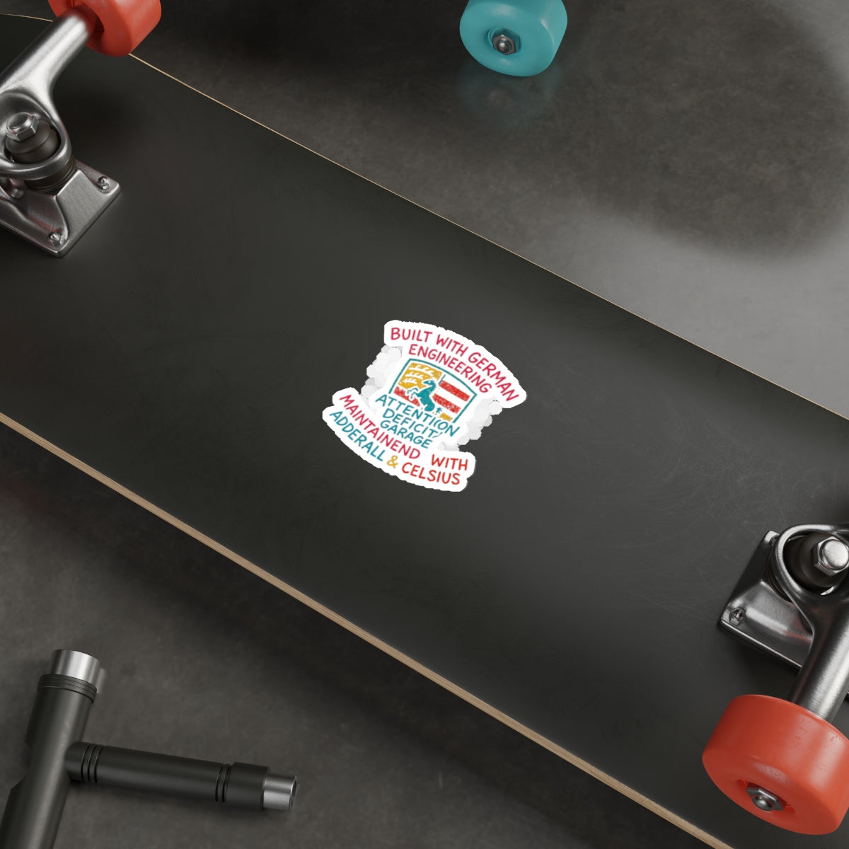 German Engineering Crest Die-Cut Sticker – Attention Deficit Garage