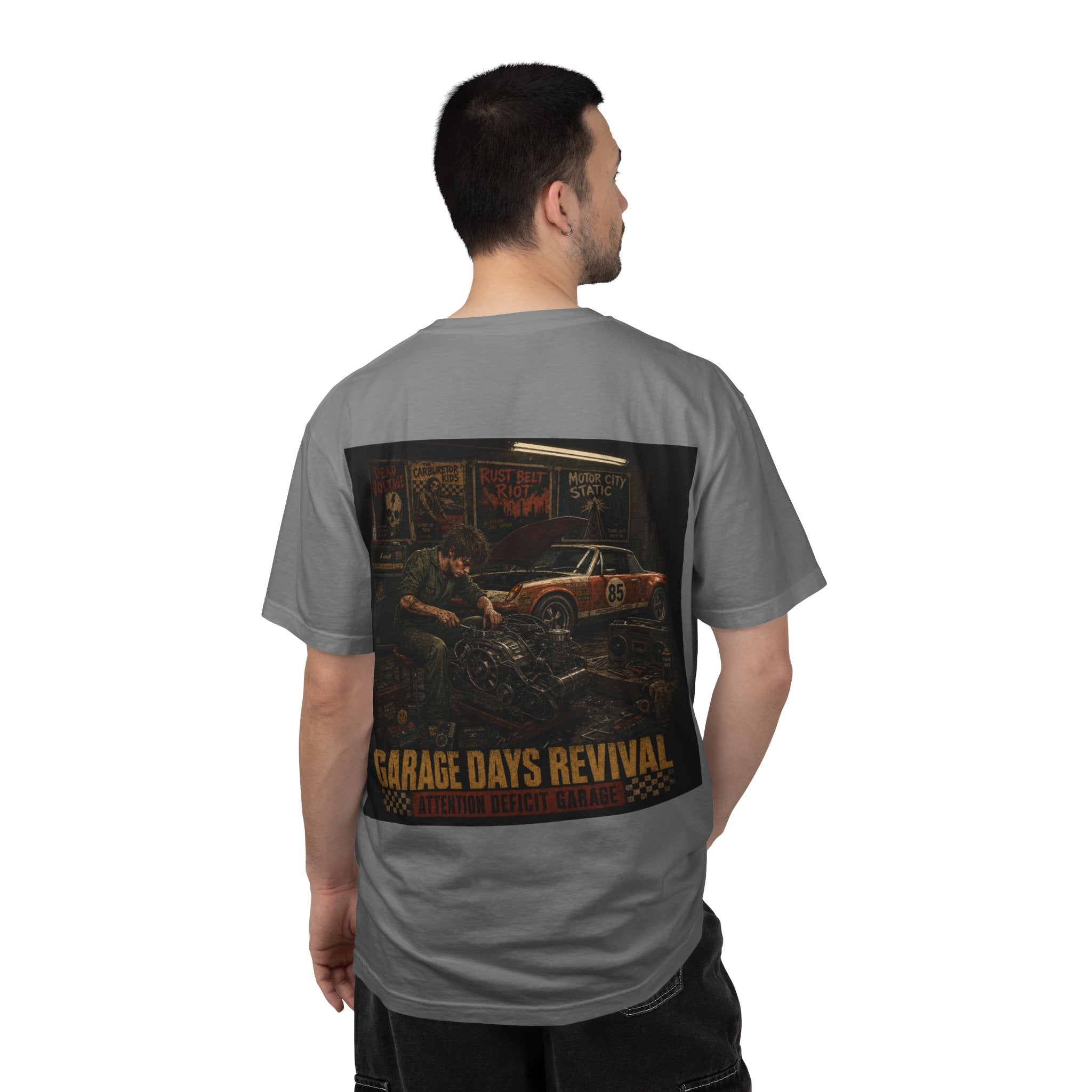 Garage Days Revival T-Shirt — Vintage Muscle Car & Mechanic Retro Tee