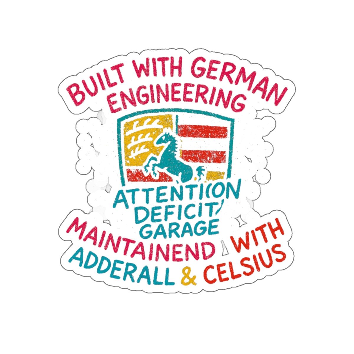 German Engineering Crest Die-Cut Sticker – Attention Deficit Garage