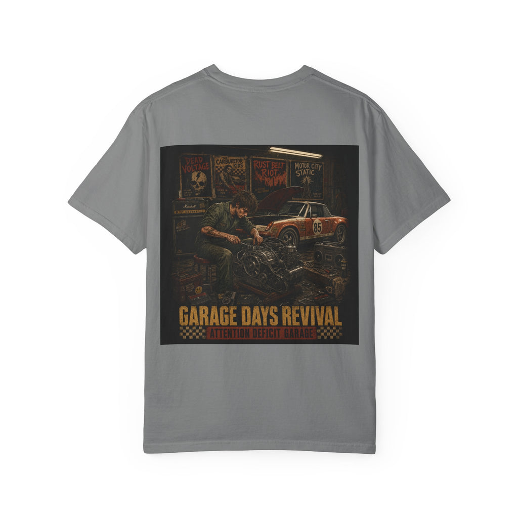 Garage Days Revival T-Shirt — Vintage Muscle Car & Mechanic Retro Tee