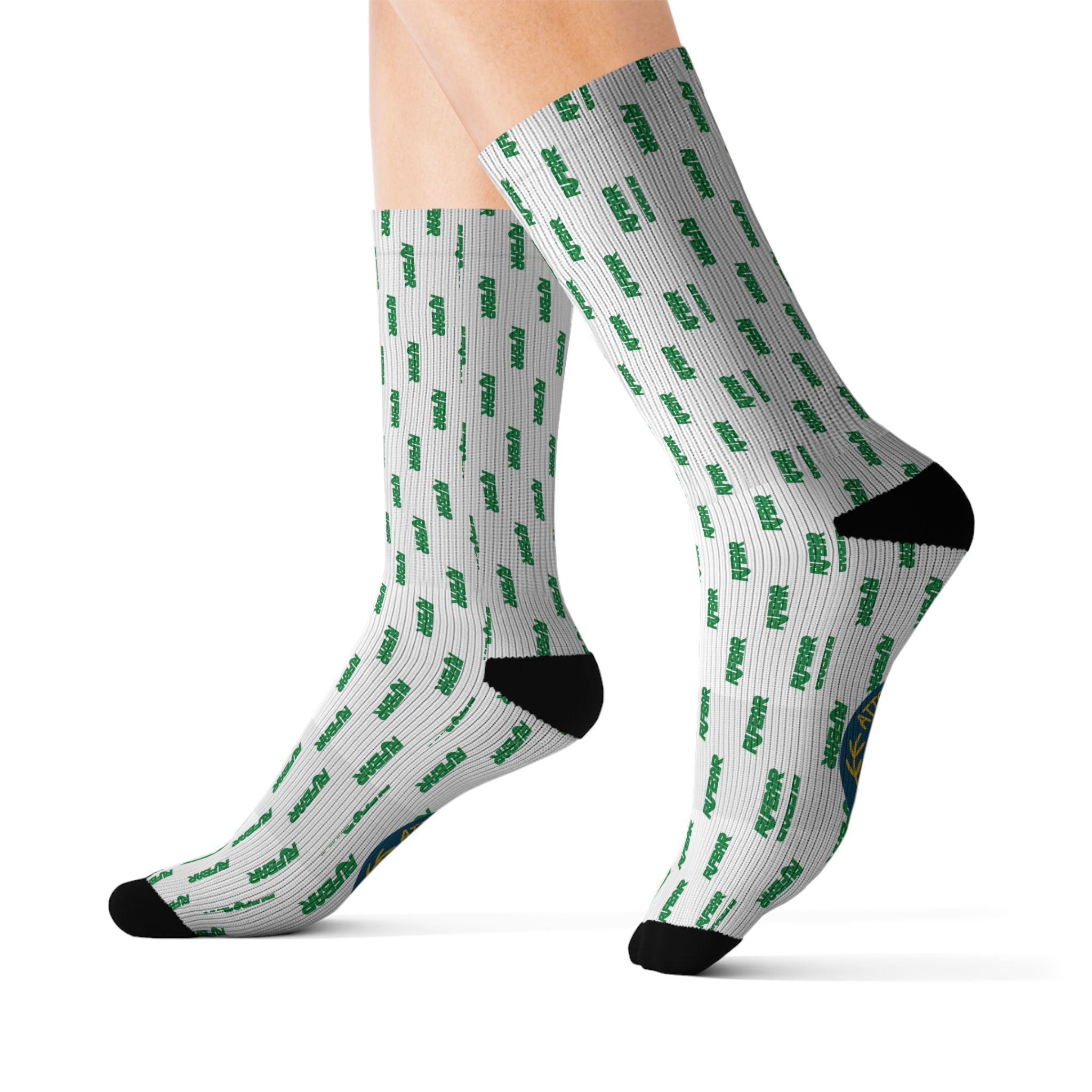 St. Patrick's Day Green Clover Pattern Sublimation Socks