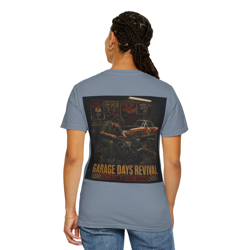 Garage Days Revival T-Shirt — Vintage Muscle Car & Mechanic Retro Tee