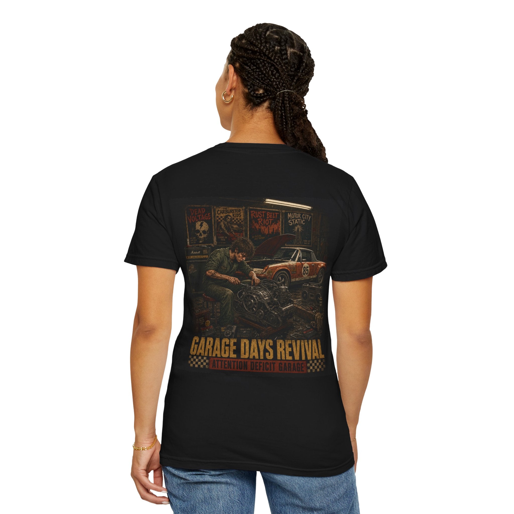 Garage Days Revival T-Shirt — Vintage Muscle Car & Mechanic Retro Tee