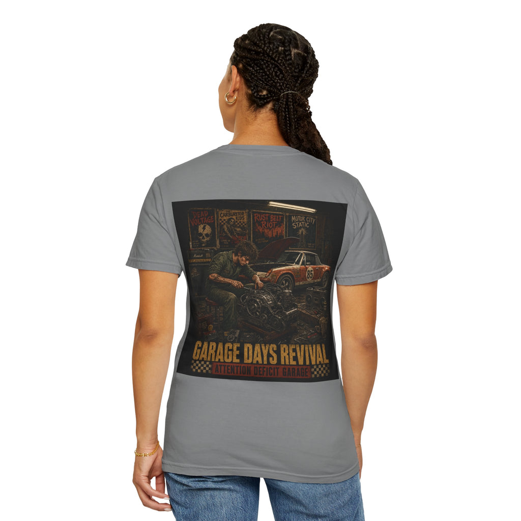 Garage Days Revival T-Shirt — Vintage Muscle Car & Mechanic Retro Tee