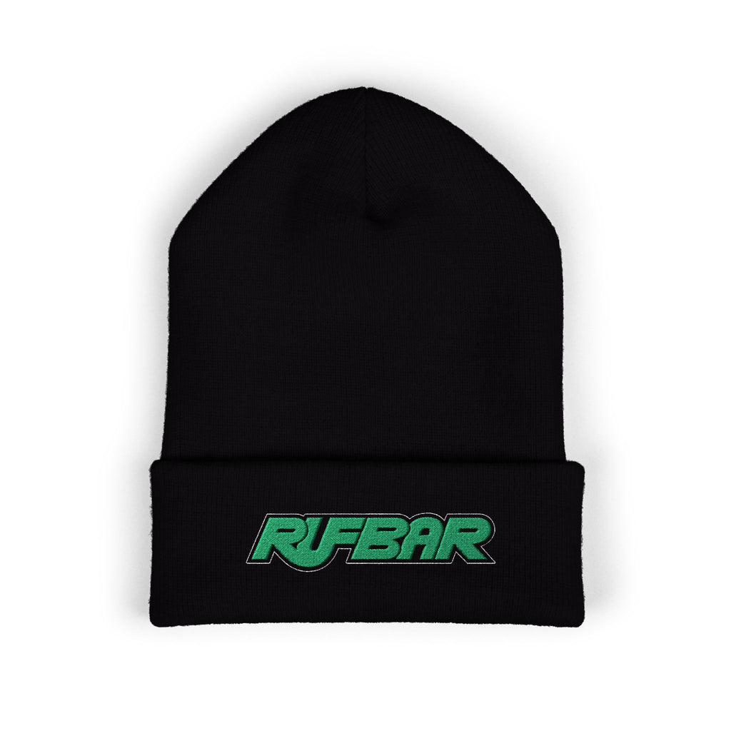 Embroidered 'RUFBAR' Cuffed Beanie — Cozy Knit Winter Hat