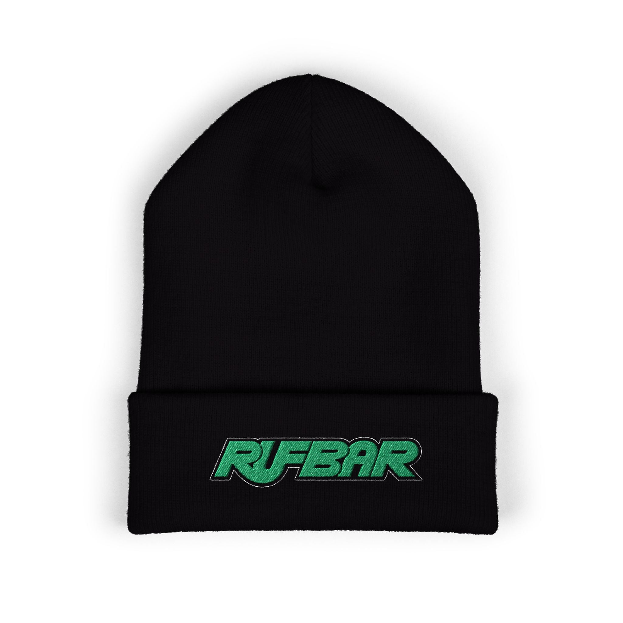 Embroidered 'RUFBAR' Cuffed Beanie — Cozy Knit Winter Hat