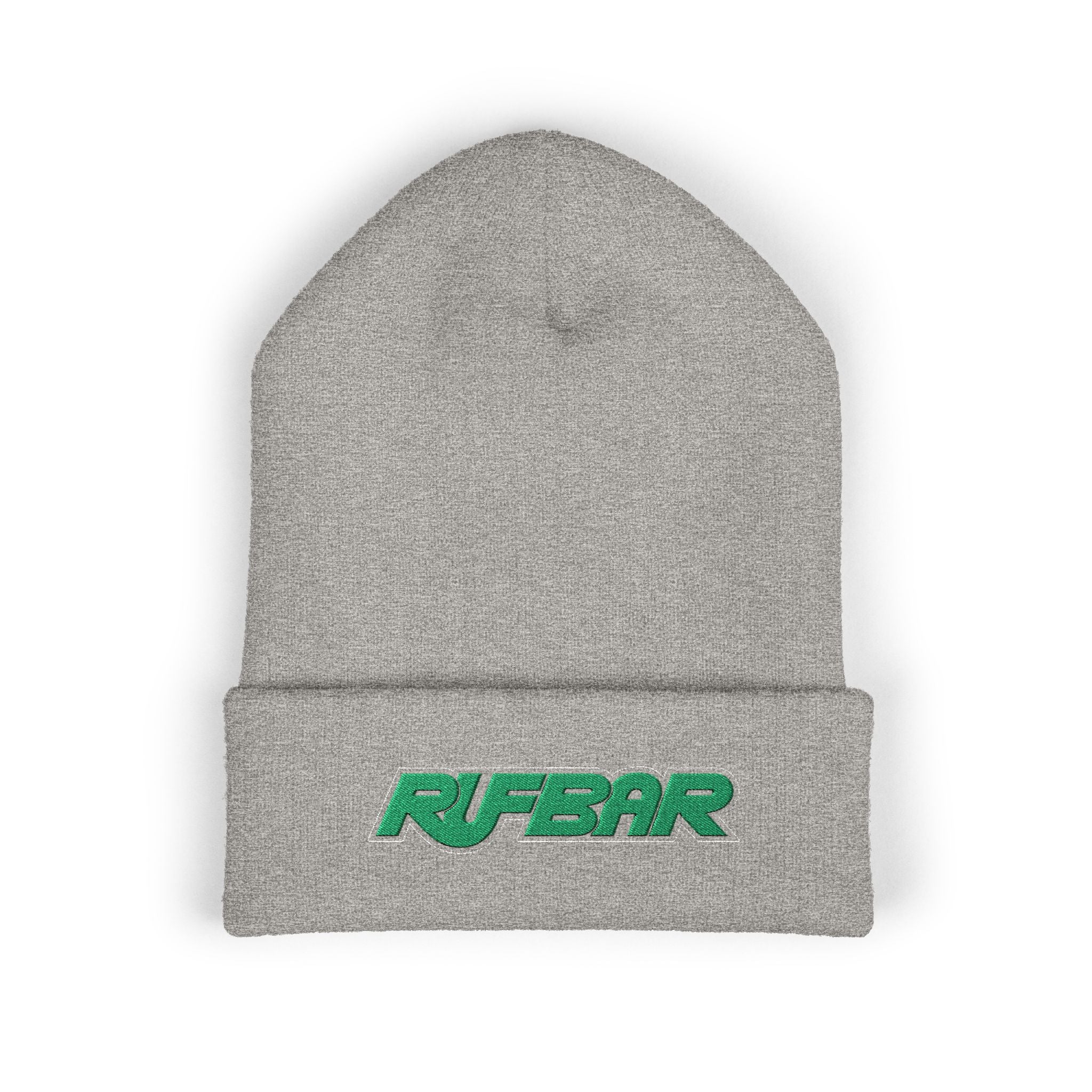 Embroidered 'RUFBAR' Cuffed Beanie — Cozy Knit Winter Hat