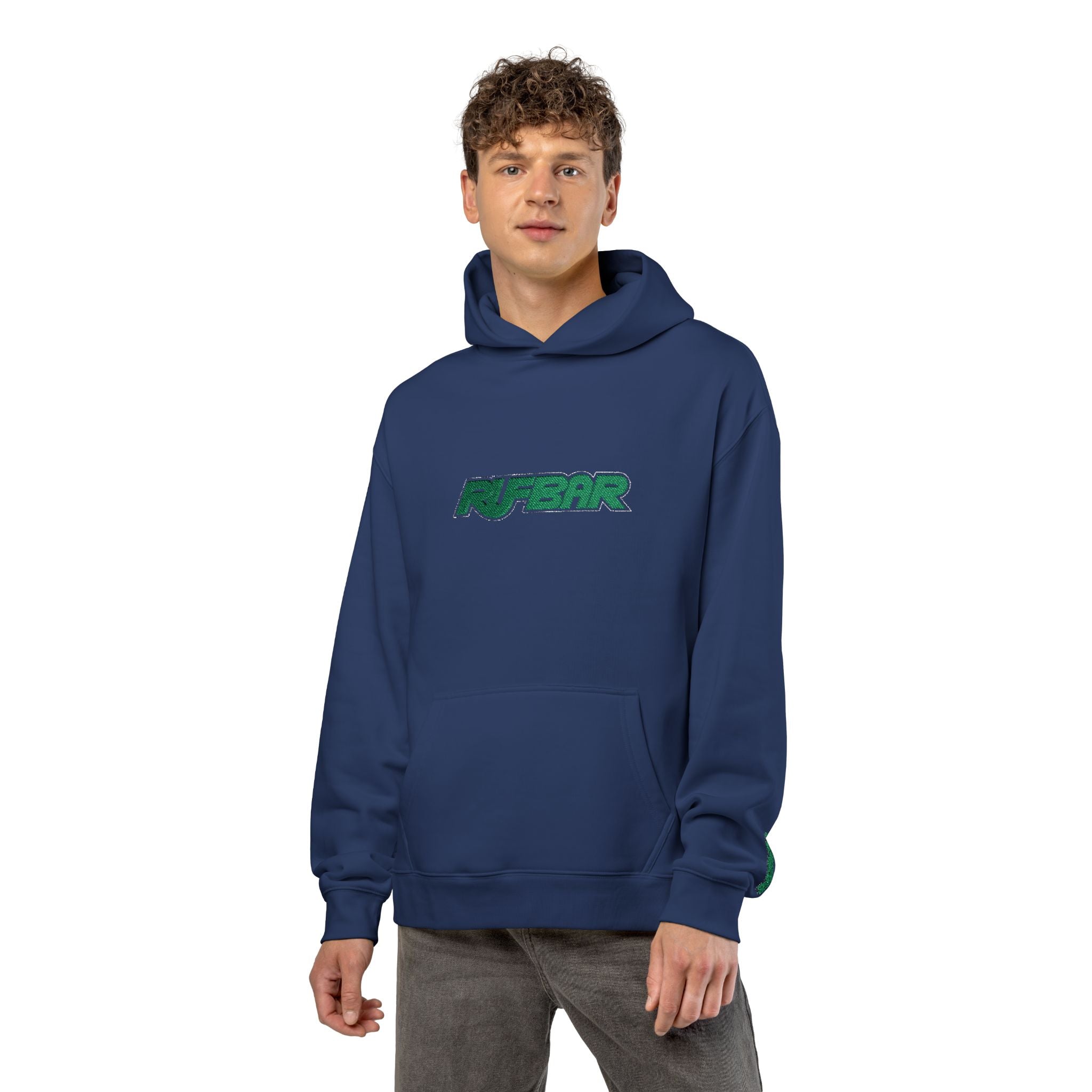 Relaxed Hoodie - 'RUFBAR' Green  Logo Streetwear Hoodie