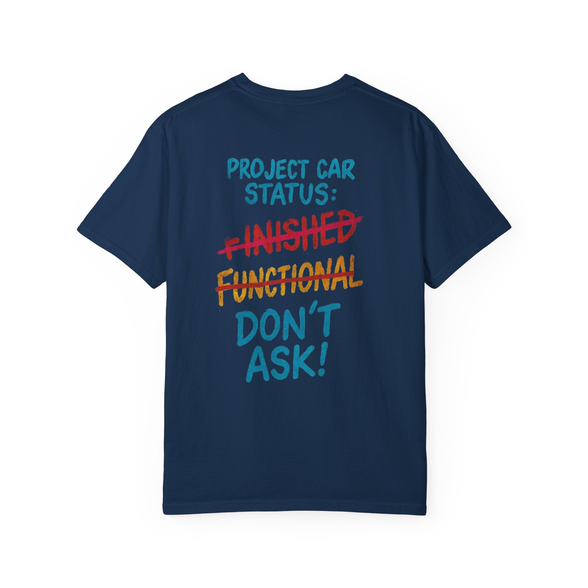 ADG Crest Front / Project Car Status Back Tee – Full Print by Attention Deficit Garage