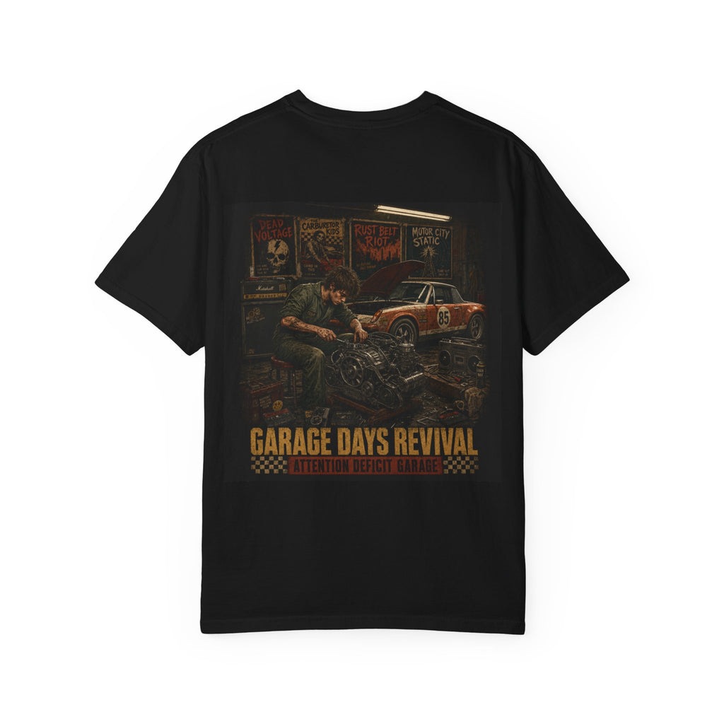 Garage Days Revival T-Shirt — Vintage Muscle Car & Mechanic Retro Tee