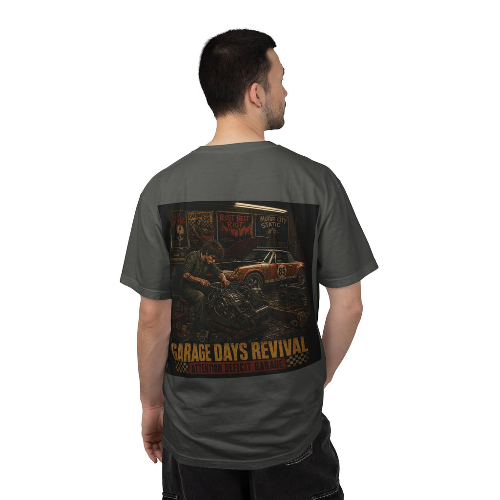 Garage Days Revival T-Shirt — Vintage Muscle Car & Mechanic Retro Tee