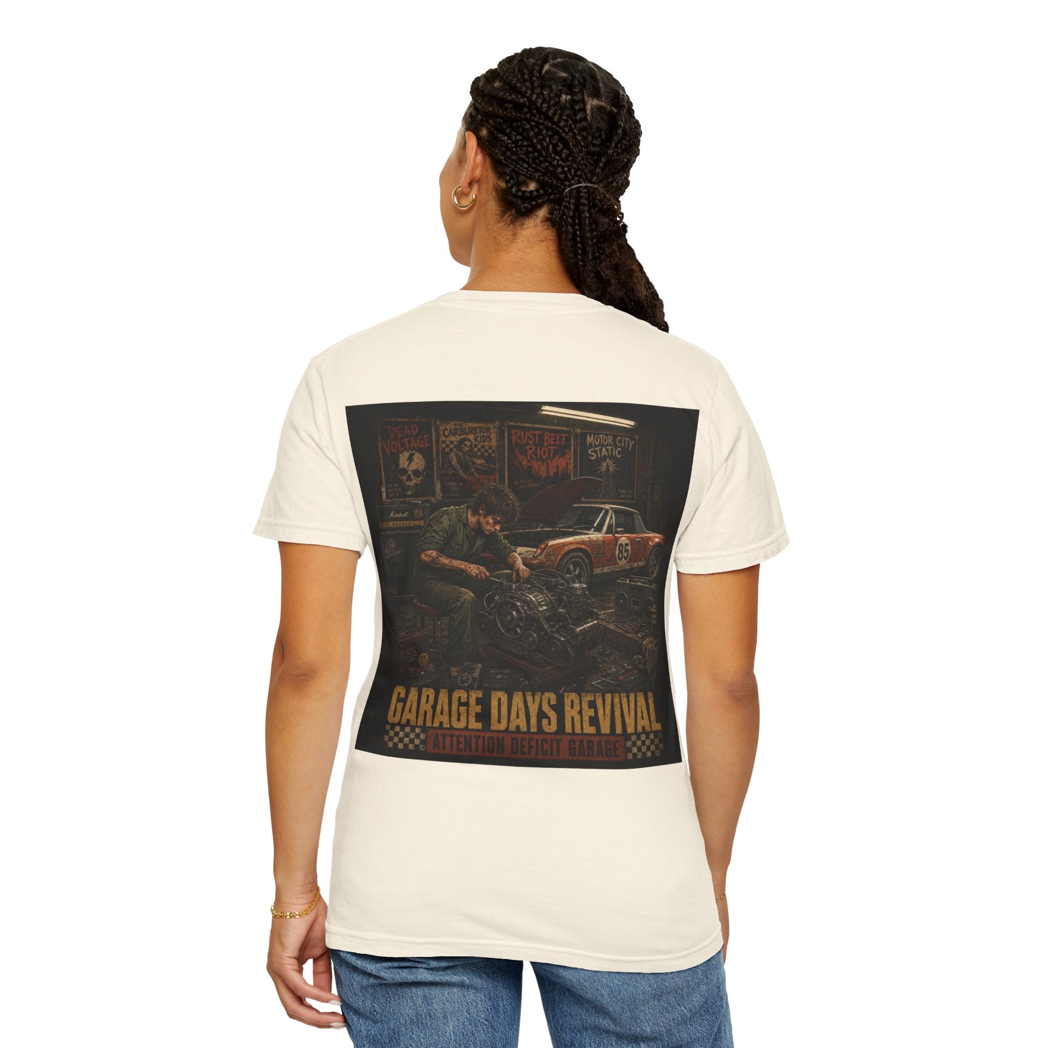 Garage Days Revival T-Shirt — Vintage Muscle Car & Mechanic Retro Tee