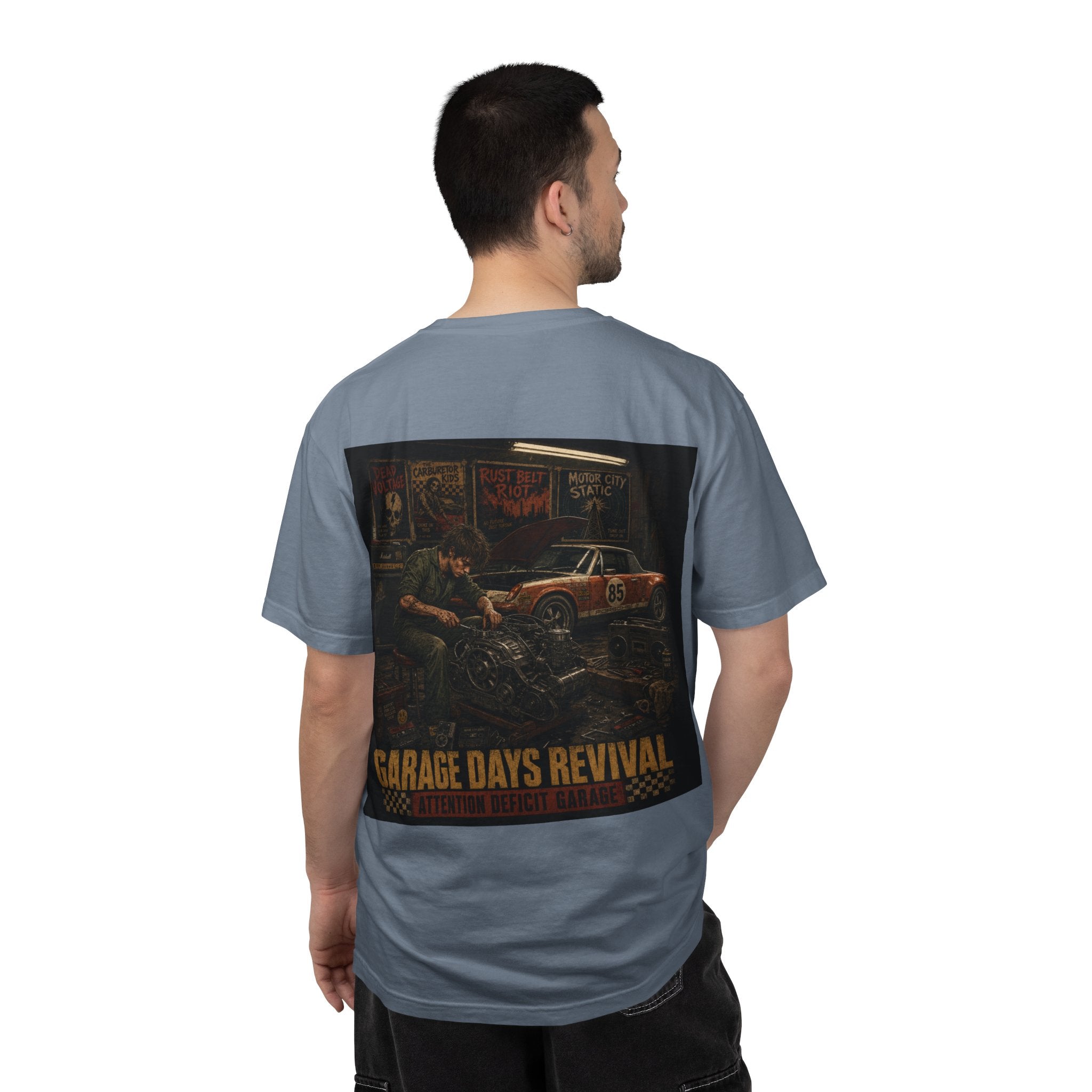 Garage Days Revival T-Shirt — Vintage Muscle Car & Mechanic Retro Tee