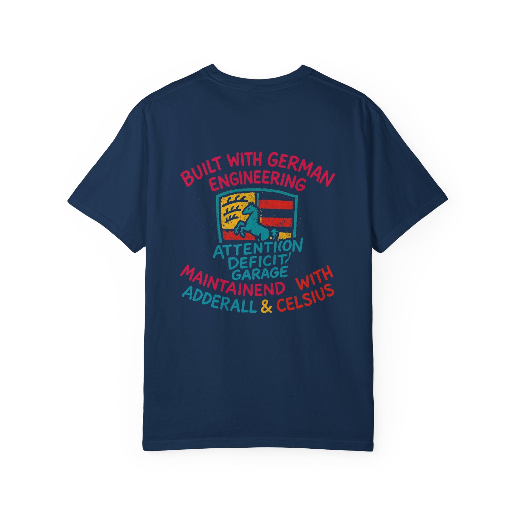 Built With German Engineering Tee – Porsche Crest Graffiti Shirt by Attention Deficit Garage
