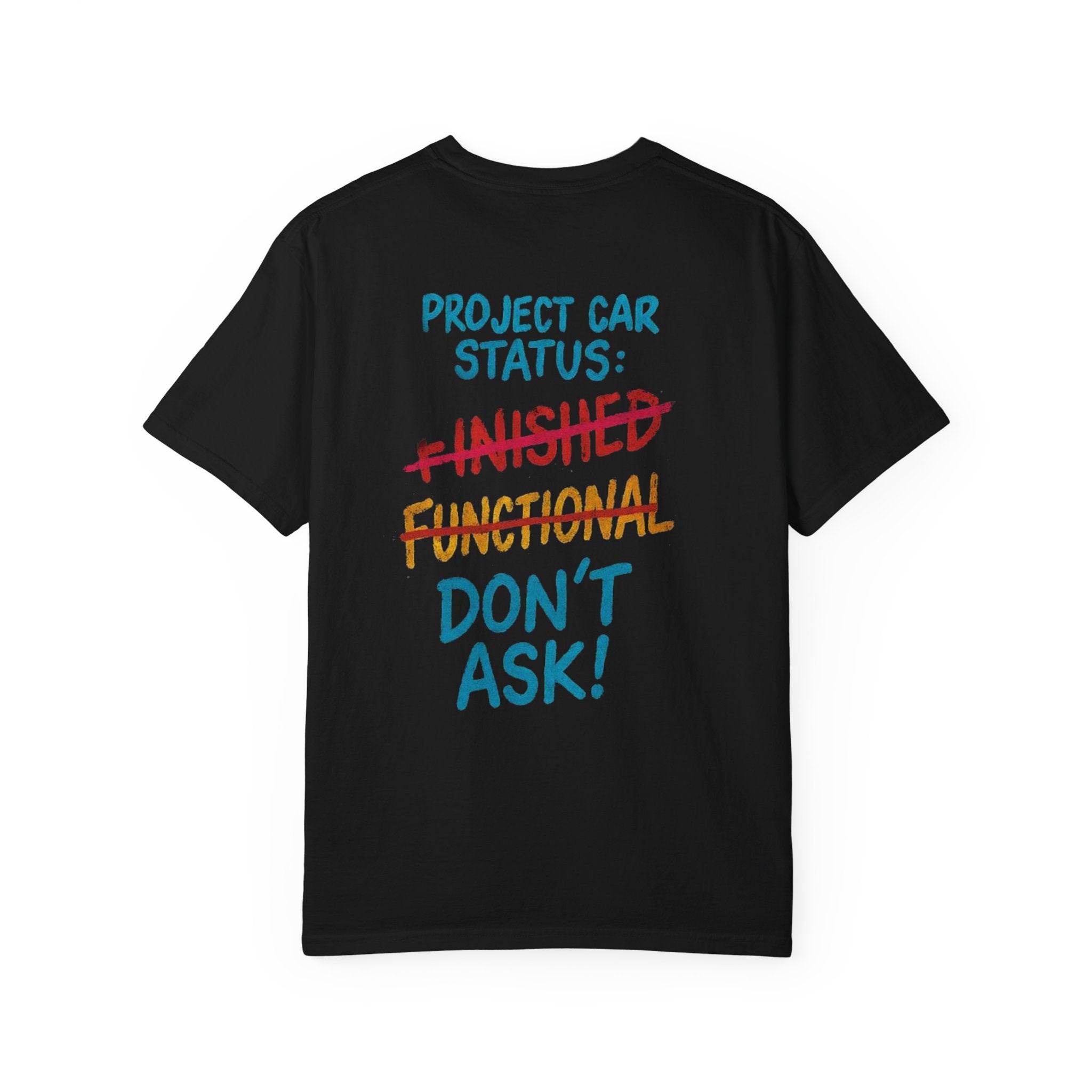 ADG Crest Front / Project Car Status Back Tee – Full Print by Attention Deficit Garage