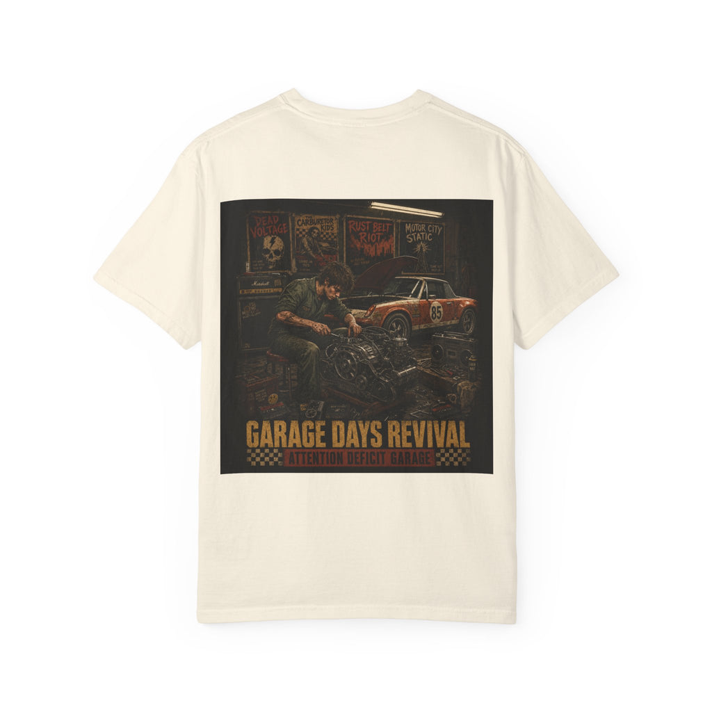 Garage Days Revival T-Shirt — Vintage Muscle Car & Mechanic Retro Tee