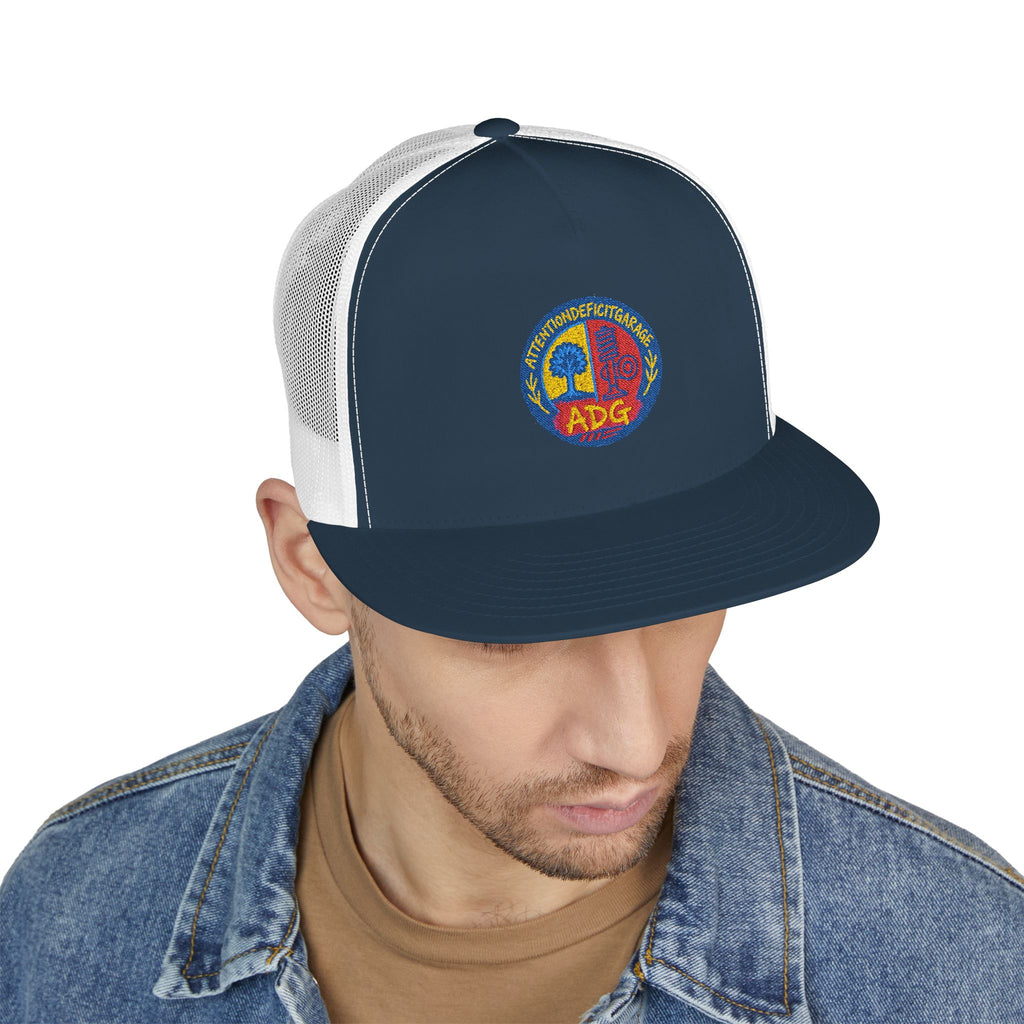 Vintage Psychedelic Peace Sign Trucker Cap - Retro Tie-Dye Skull Logo