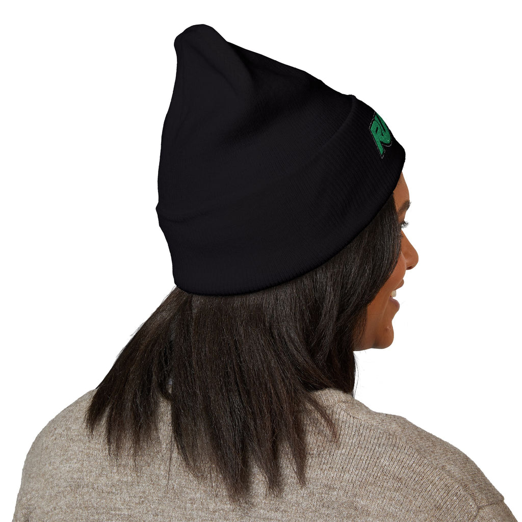 Embroidered 'RUFBAR' Cuffed Beanie — Cozy Knit Winter Hat
