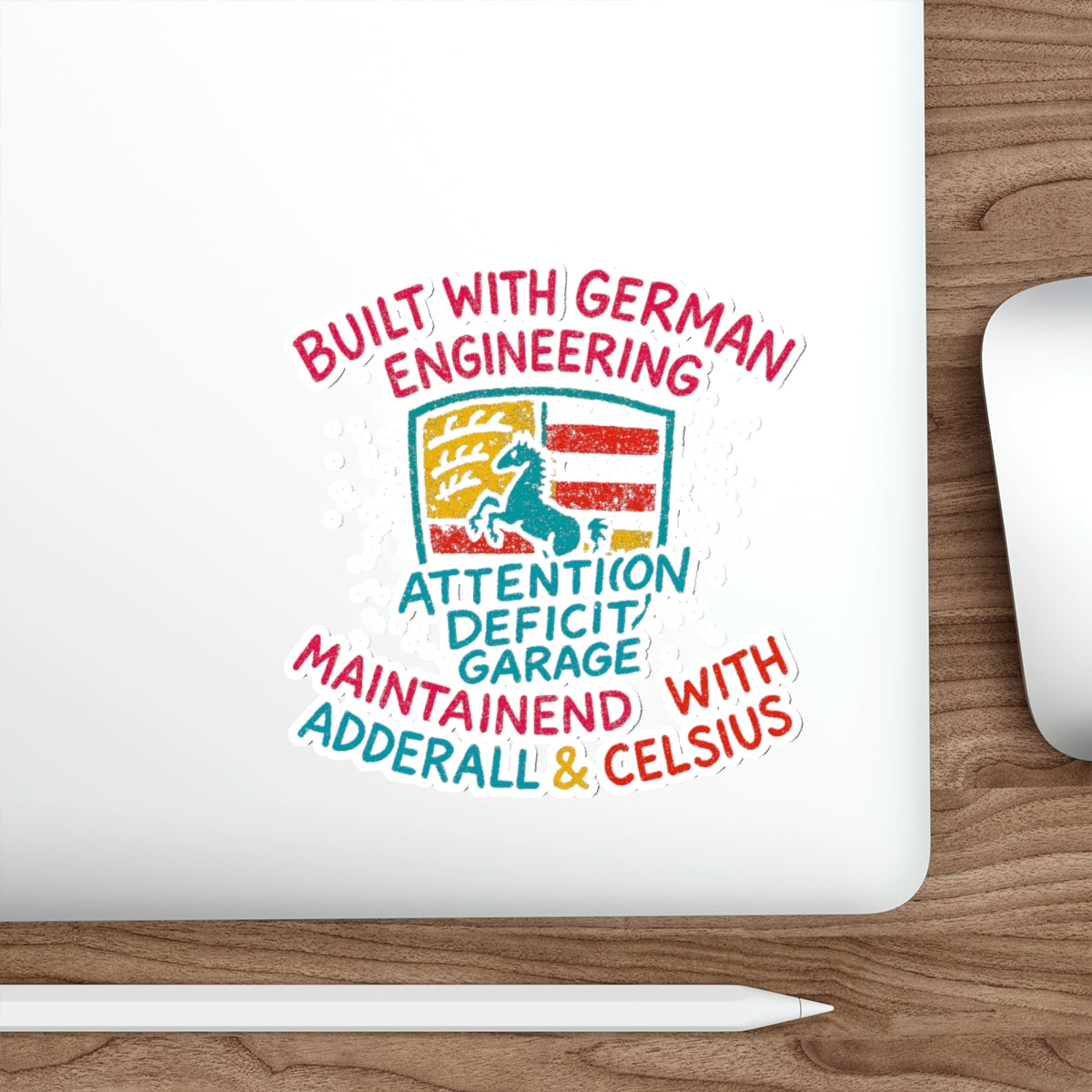 German Engineering Crest Die-Cut Sticker – Attention Deficit Garage