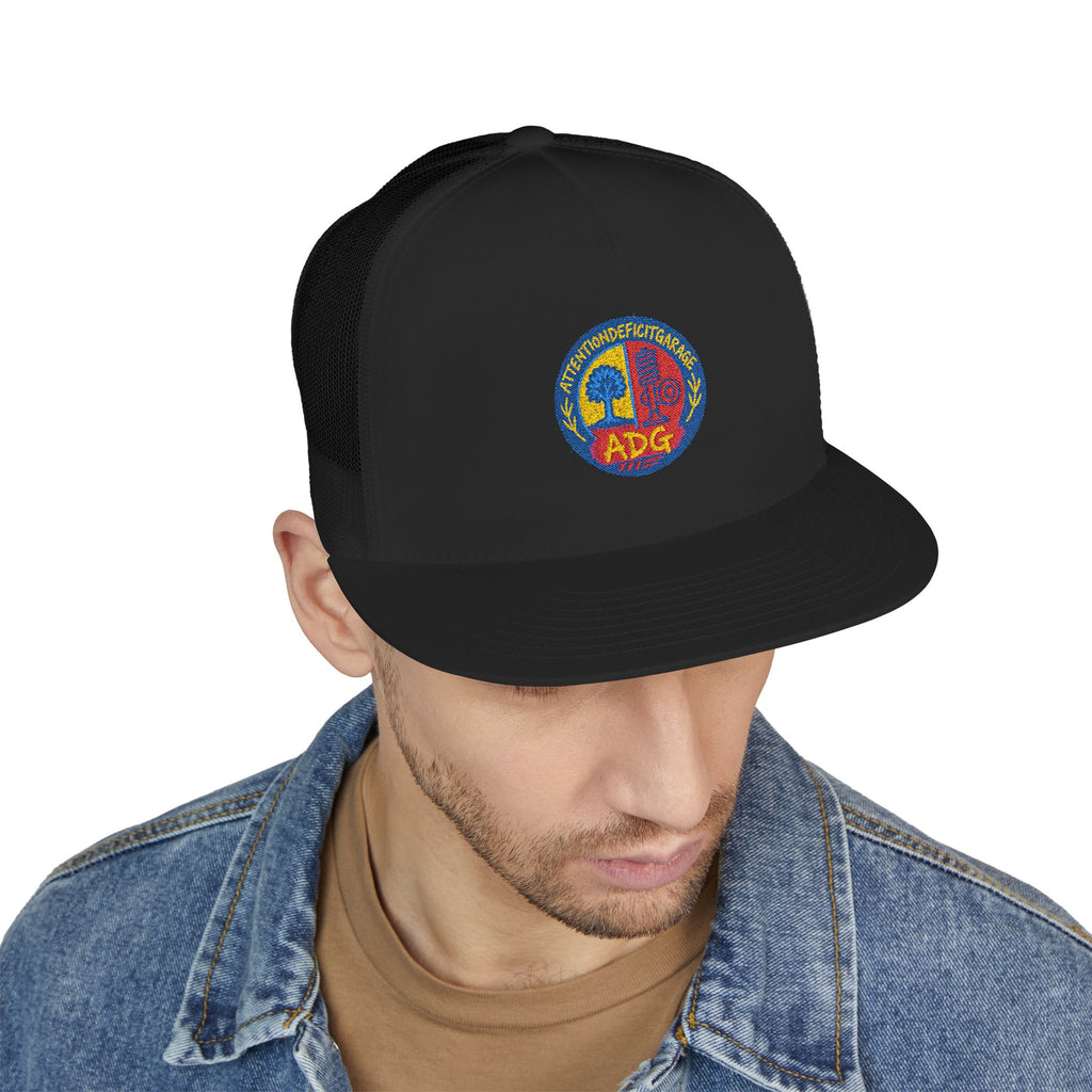 Vintage Psychedelic Peace Sign Trucker Cap - Retro Tie-Dye Skull Logo