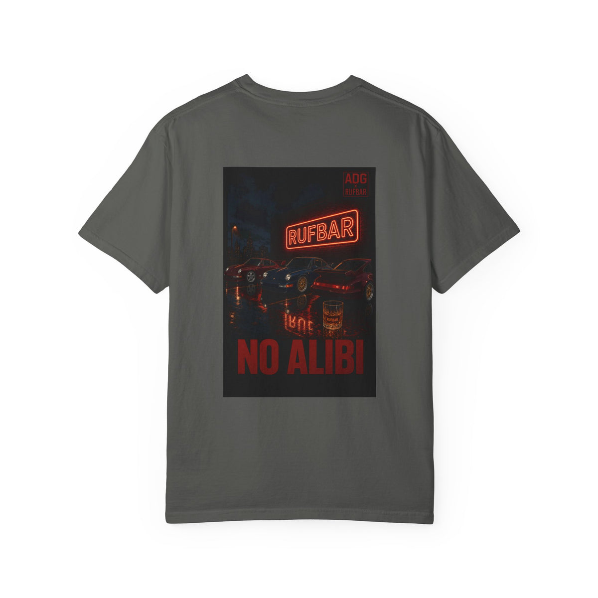 No Alibi T-Shirt — Retro Neon "Rufbar" Graphic Tee