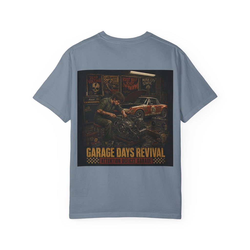 Garage Days Revival T-Shirt — Vintage Muscle Car & Mechanic Retro Tee