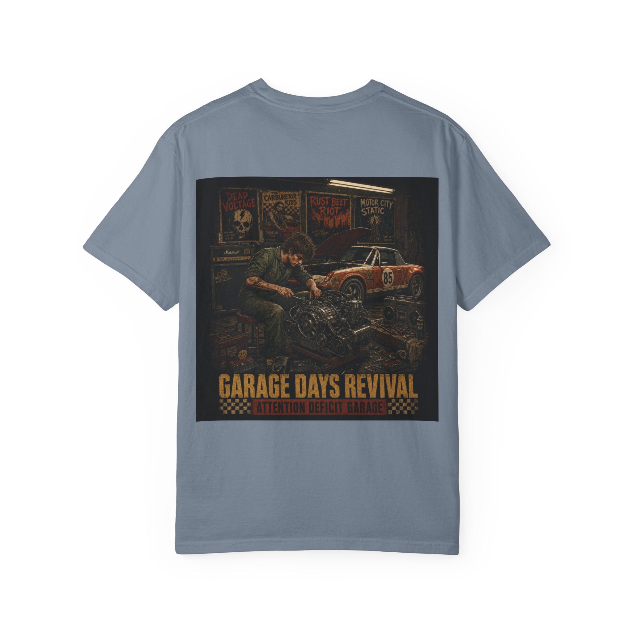 Garage Days Revival T-Shirt — Vintage Muscle Car & Mechanic Retro Tee
