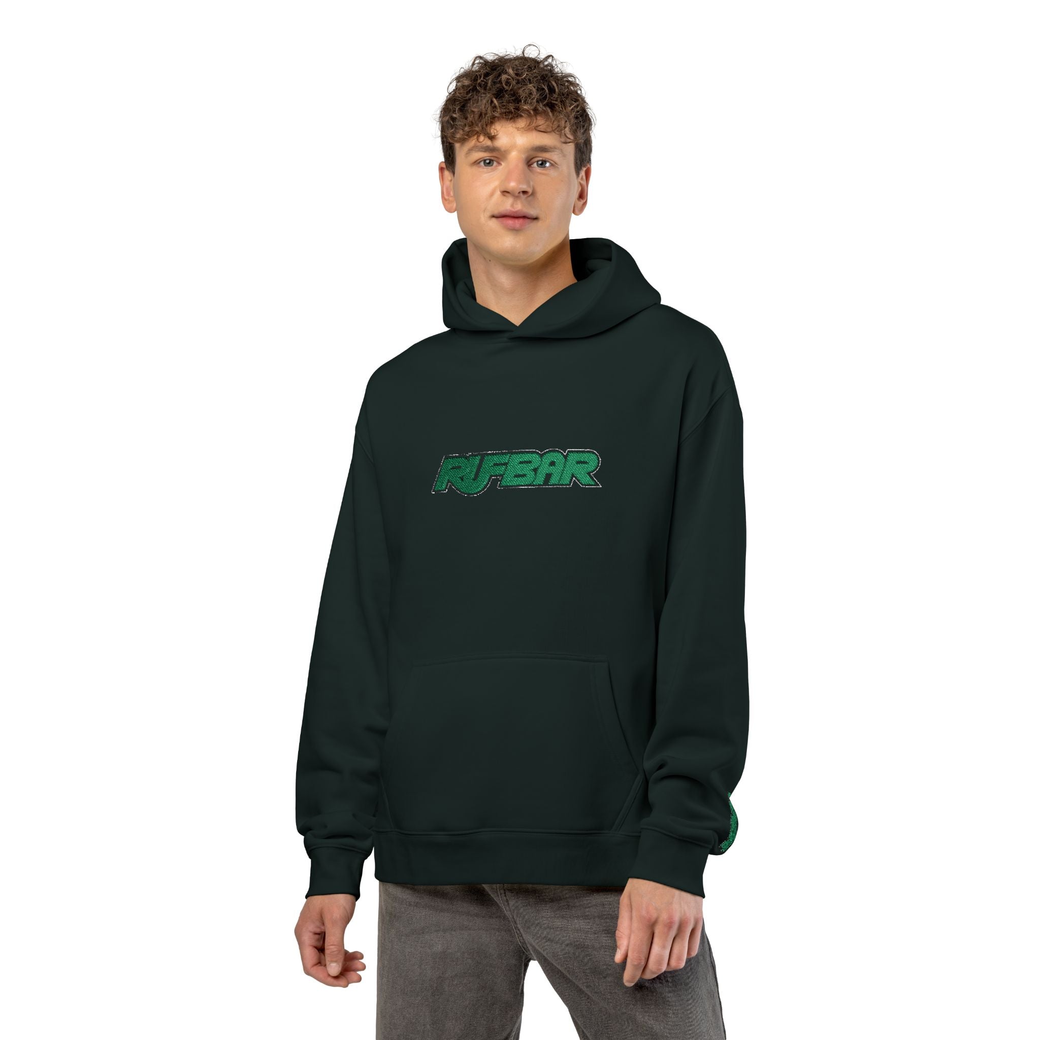 Relaxed Hoodie - 'RUFBAR' Green  Logo Streetwear Hoodie