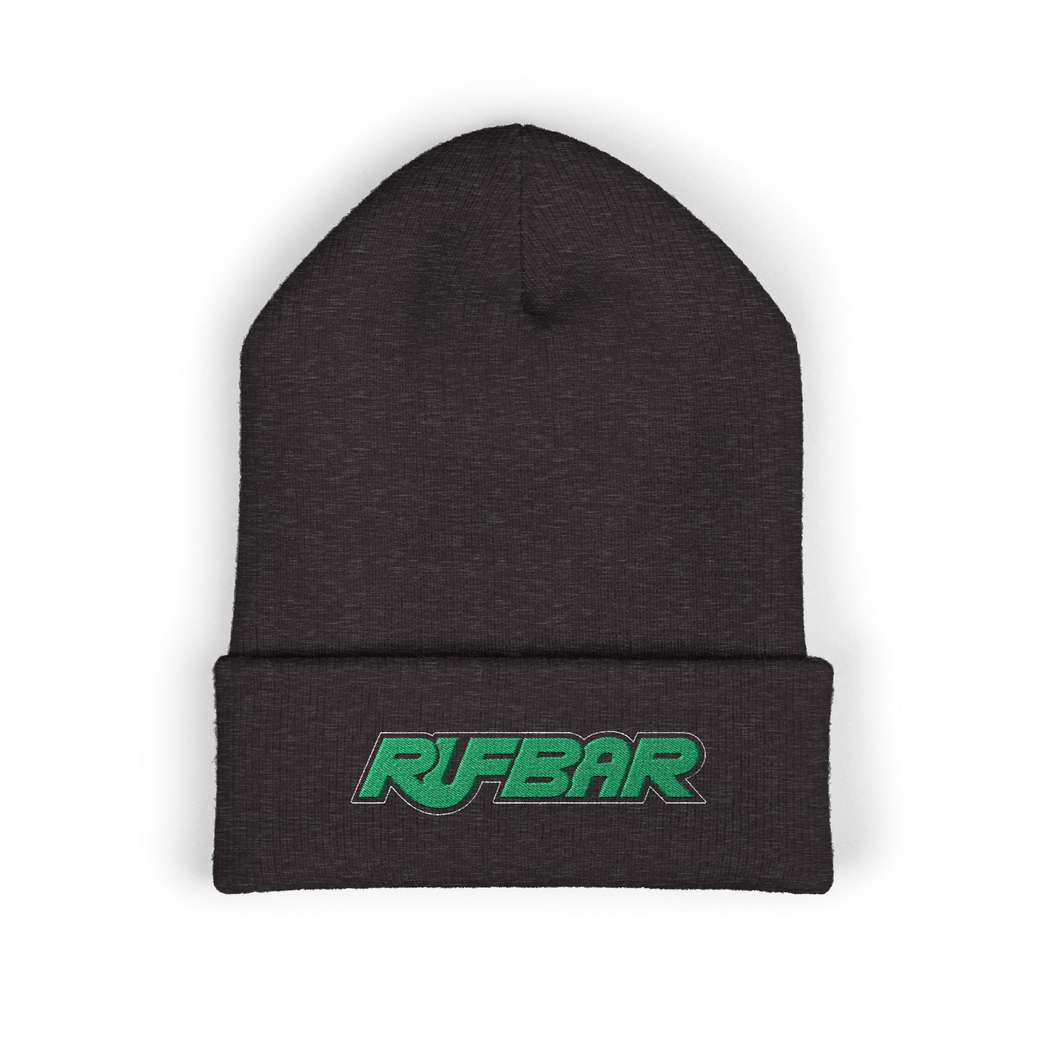 Embroidered 'RUFBAR' Cuffed Beanie — Cozy Knit Winter Hat
