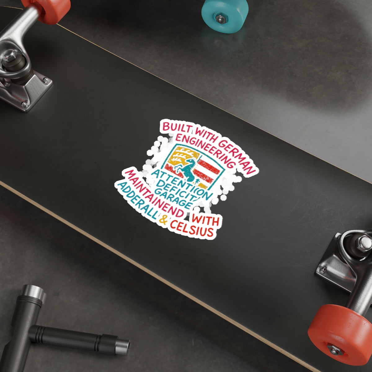 German Engineering Crest Die-Cut Sticker – Attention Deficit Garage