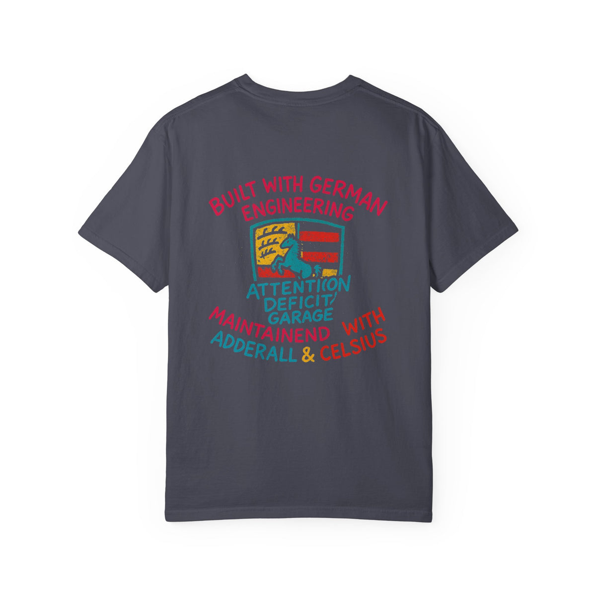 Built With German Engineering Tee – Porsche Crest Graffiti Shirt by Attention Deficit Garage