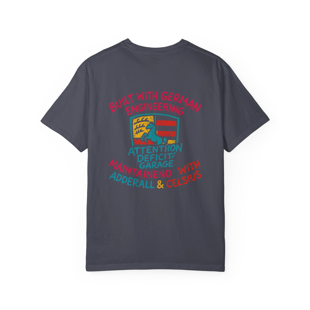 Built With German Engineering Tee – Porsche Crest Graffiti Shirt by Attention Deficit Garage