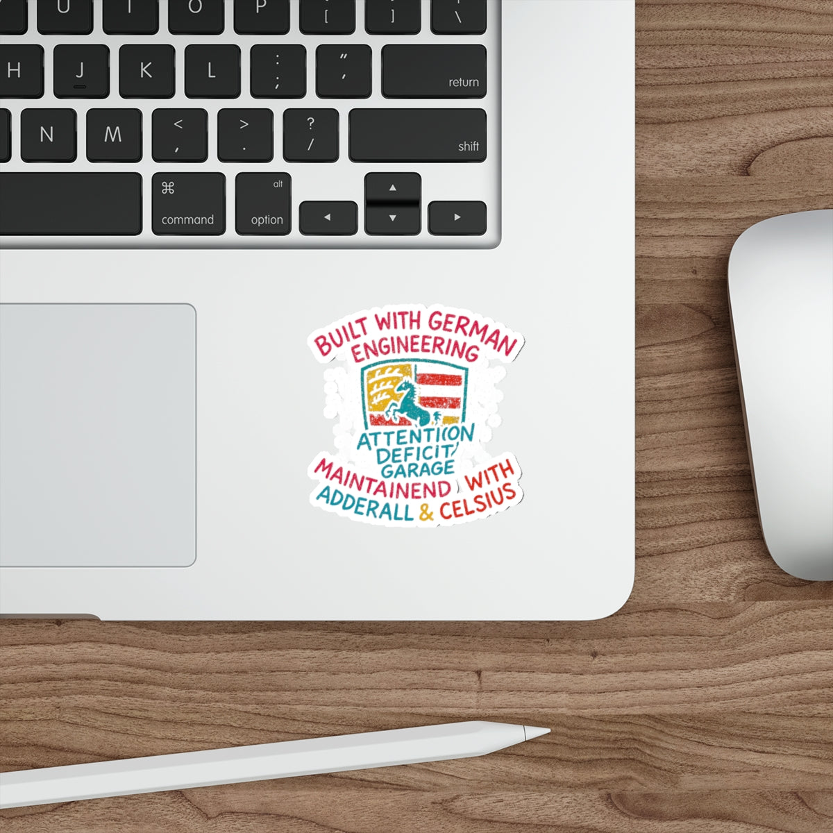 German Engineering Crest Die-Cut Sticker – Attention Deficit Garage