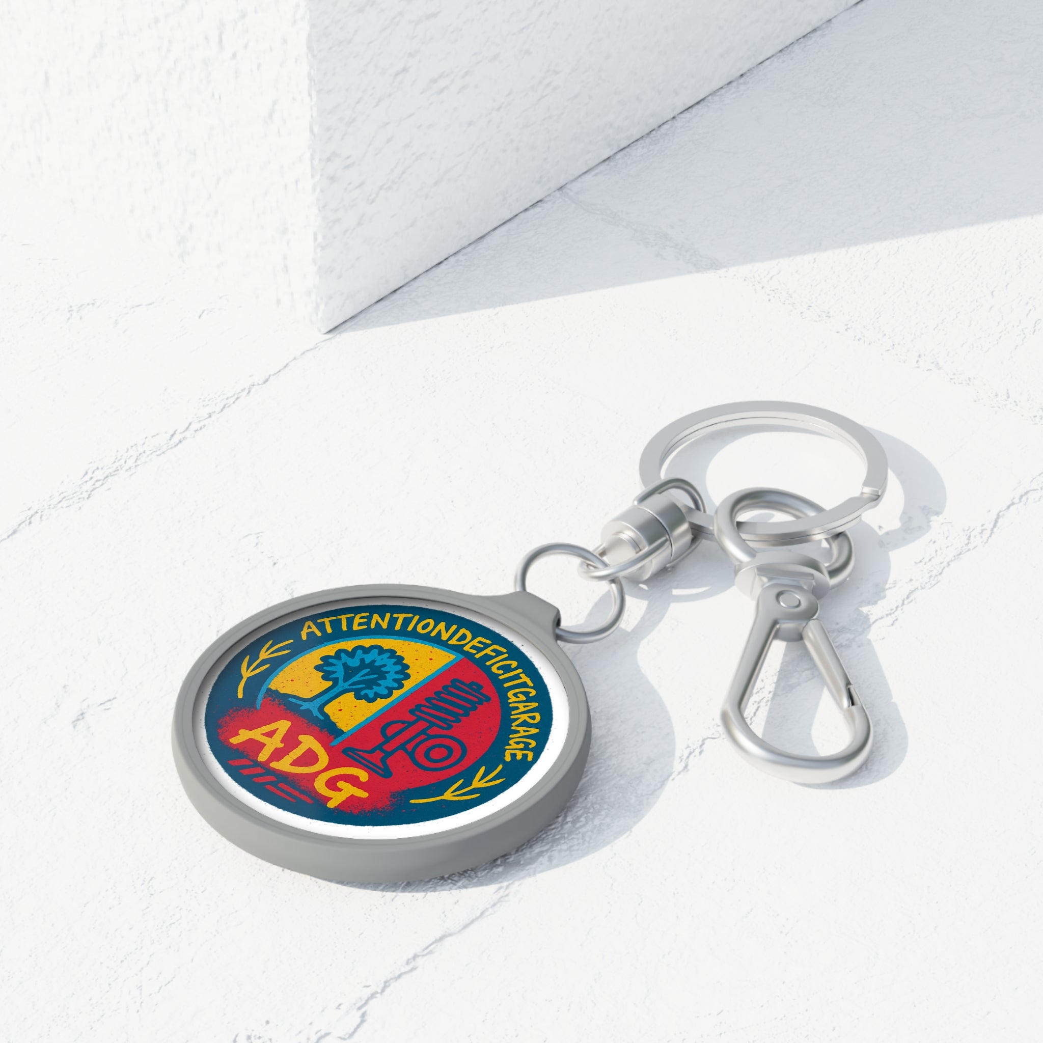 ADG Garage Keyring Tag - Attention Deficit Garage Logo Metal Keychain