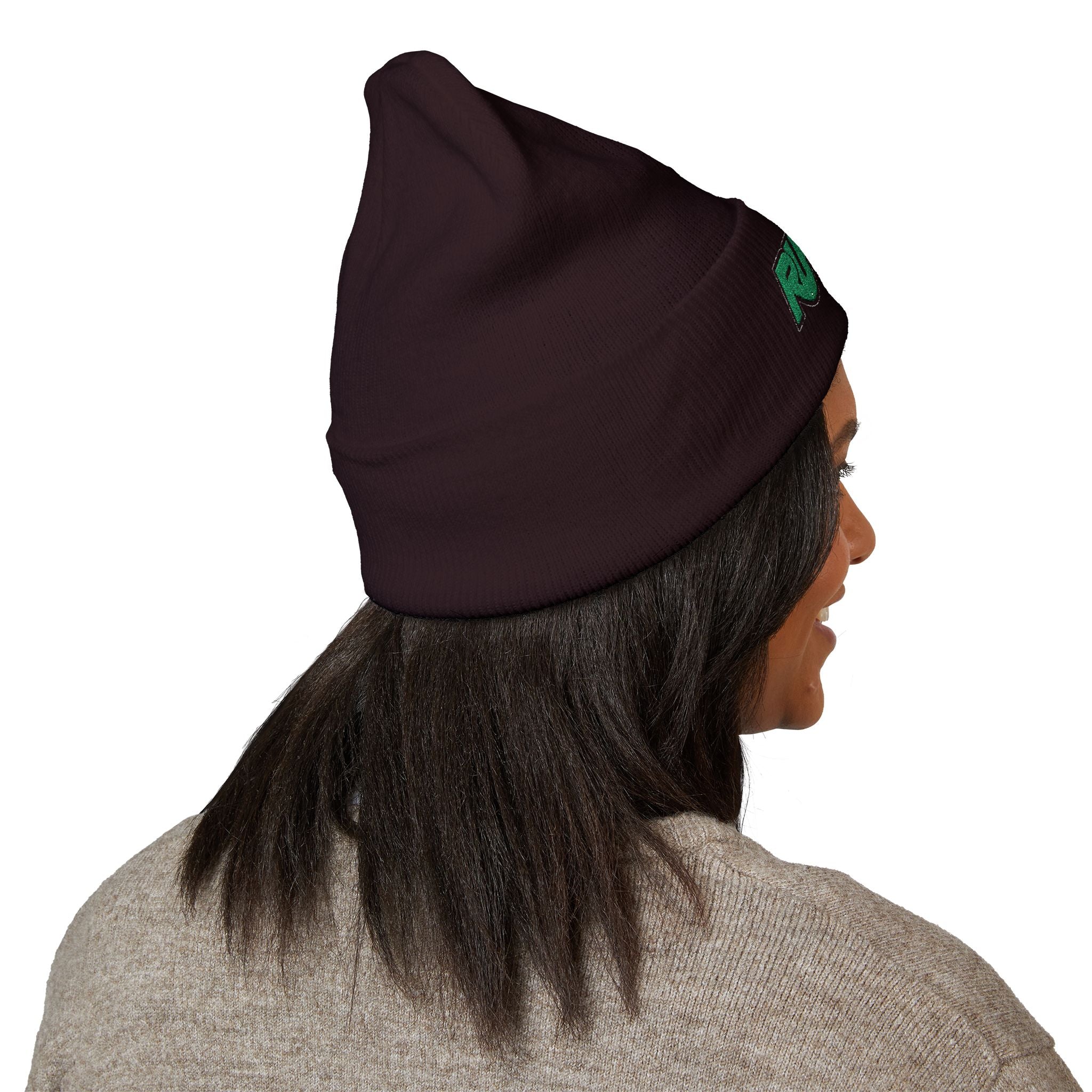 Embroidered 'RUFBAR' Cuffed Beanie — Cozy Knit Winter Hat