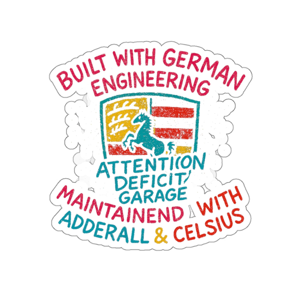German Engineering Crest Die-Cut Sticker – Attention Deficit Garage