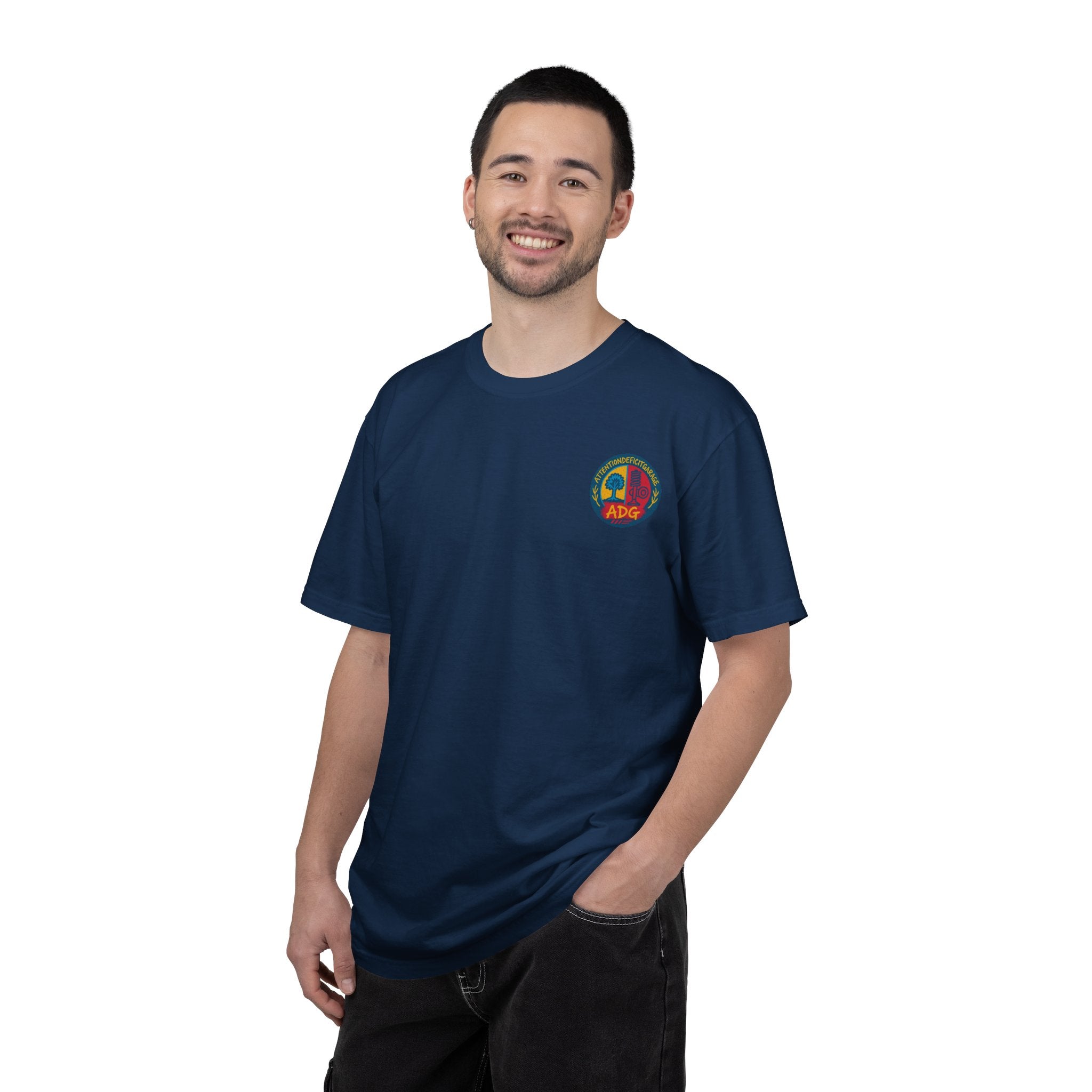 ADG Crest Front / Project Car Status Back Tee – Full Print by Attention Deficit Garage
