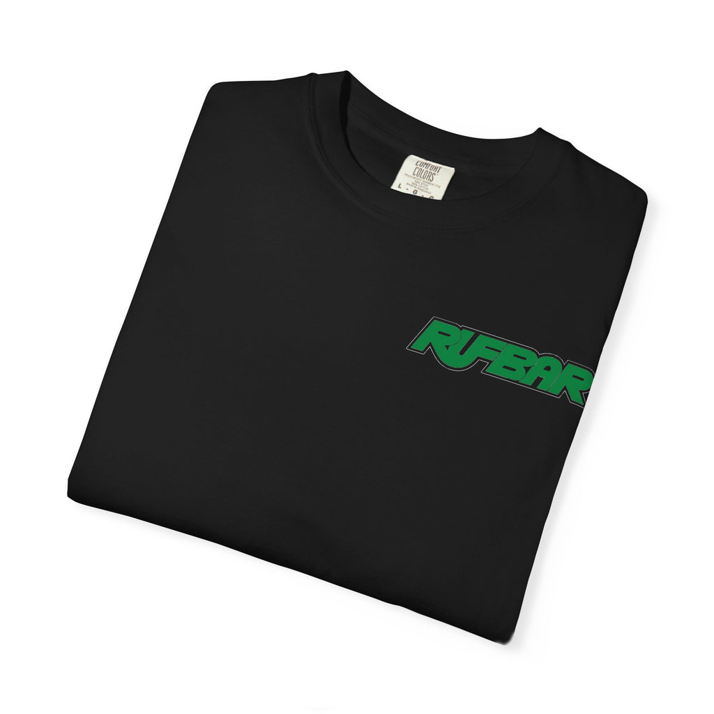 RUFBAR last call sunset Logo T-Shirt — Small Chest Emblem Graphic Tee