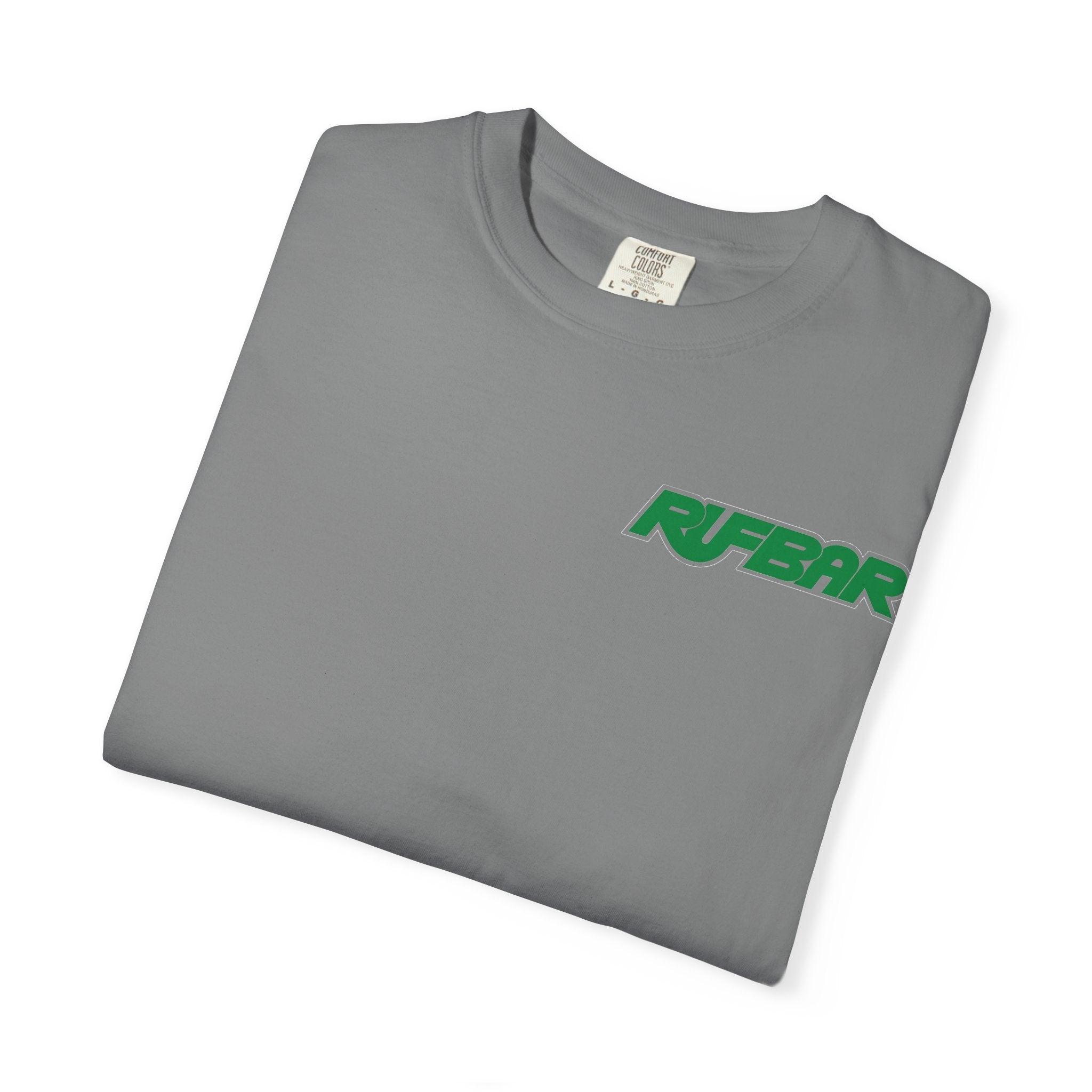 RUFBAR last call sunset Logo T-Shirt — Small Chest Emblem Graphic Tee